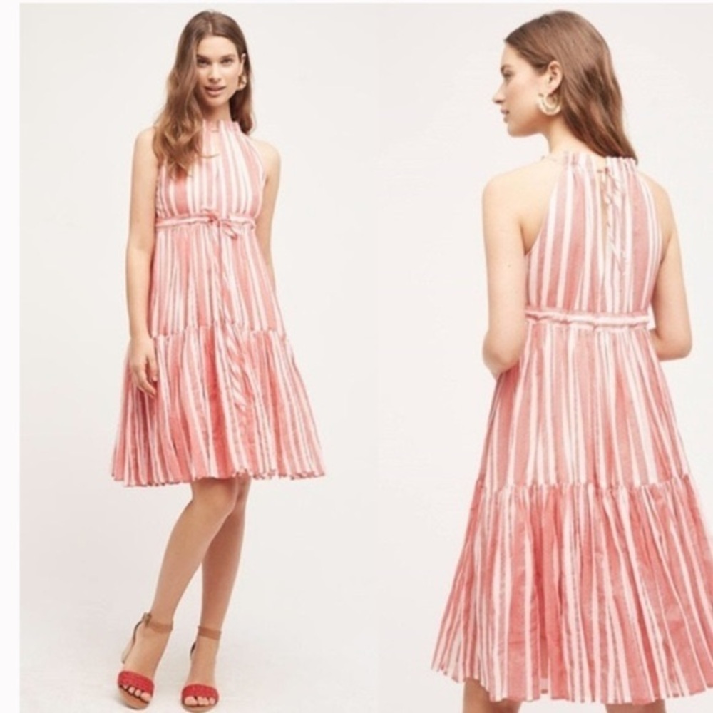 Anthropologie pink stripe dress